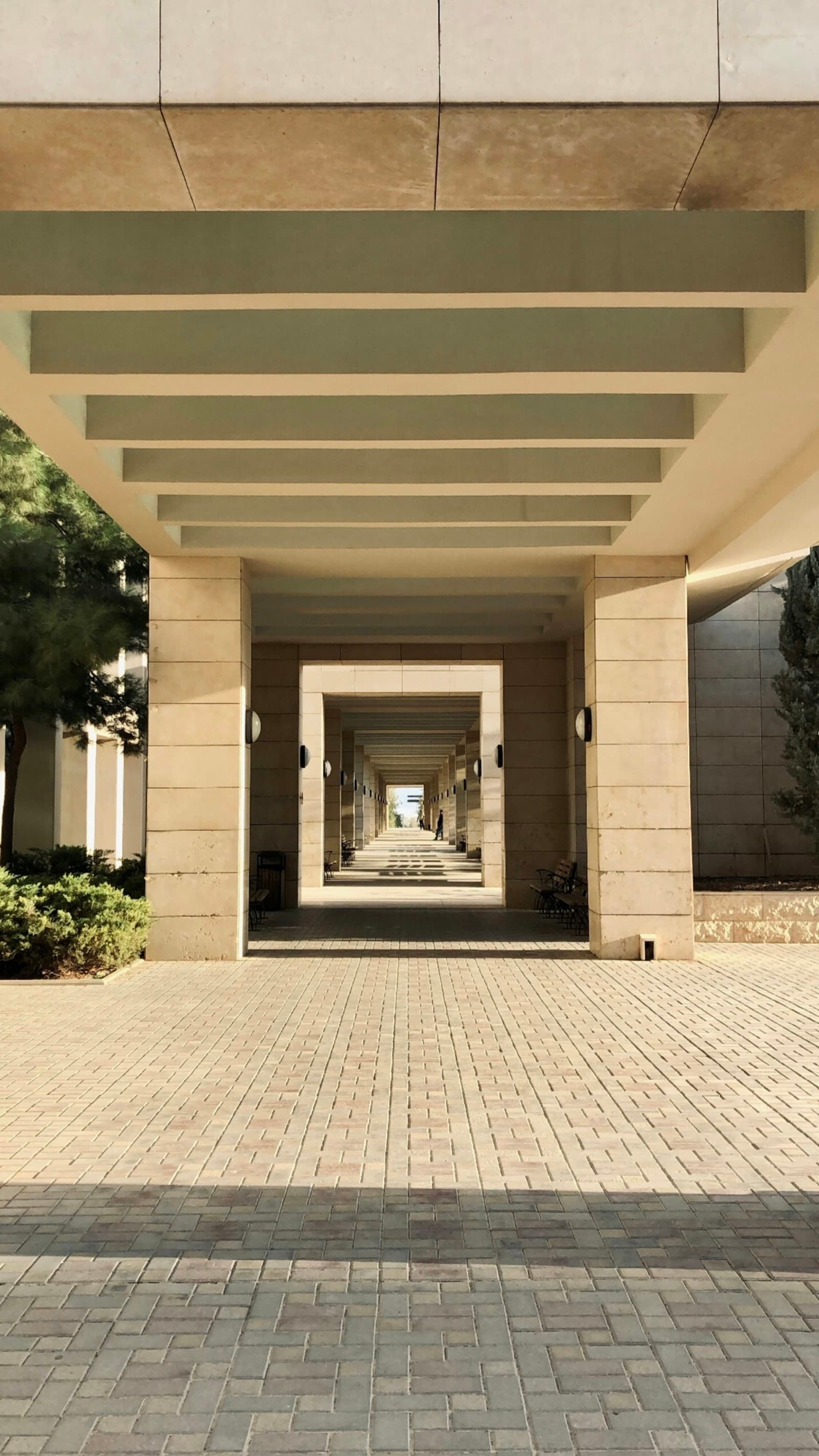 School campus with security presence