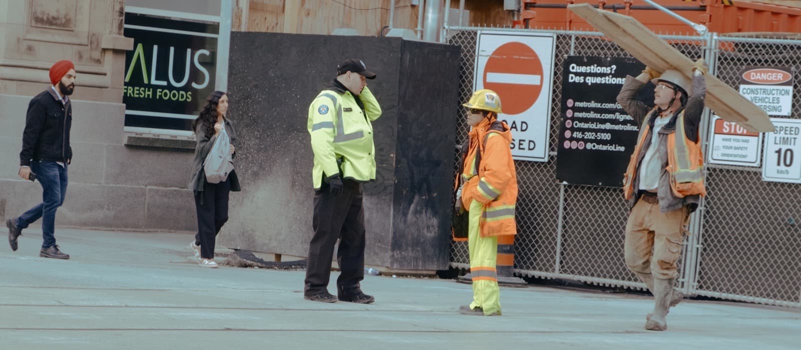 Security officer on duty at a construction site
